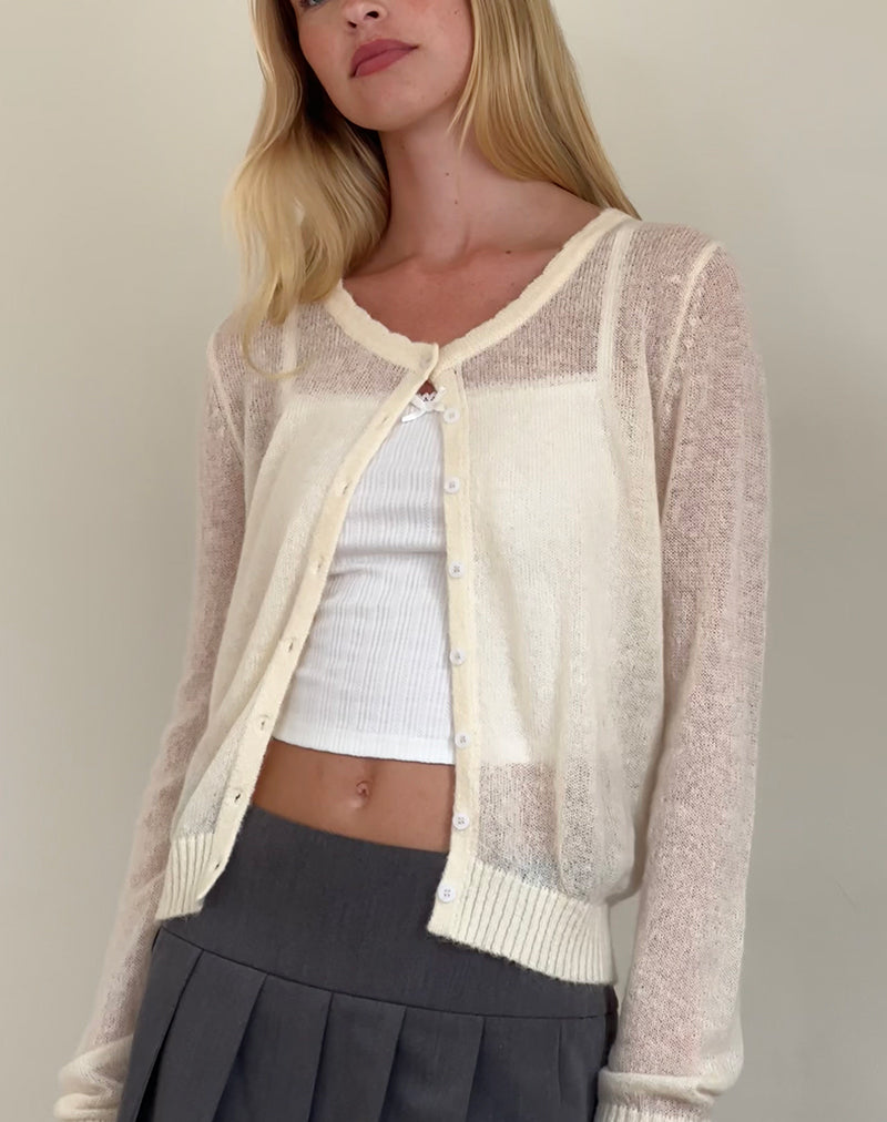 Image de Solana Cardigan en tricot léger en ivoire