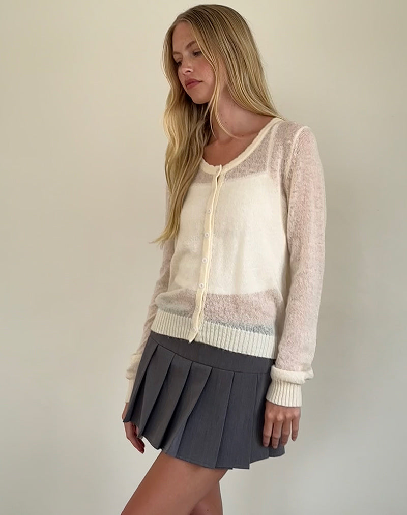 Image de Solana Cardigan en tricot léger en ivoire