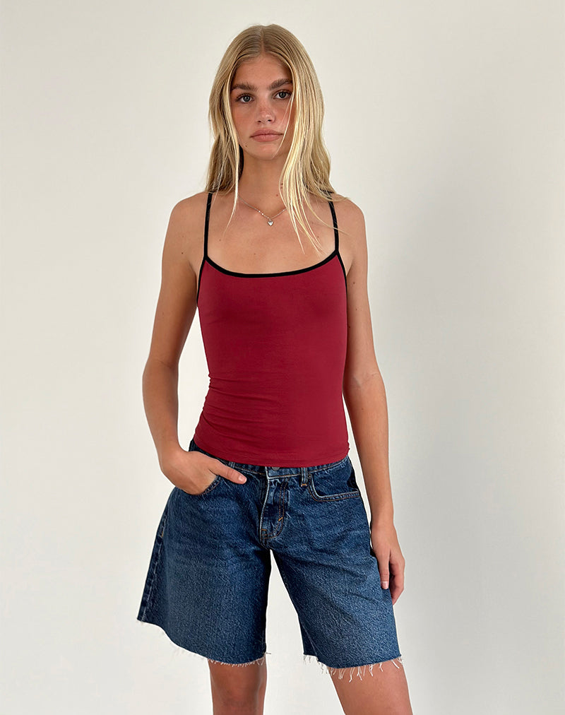 Top Solani en rouge adrénaline avec fixation noire