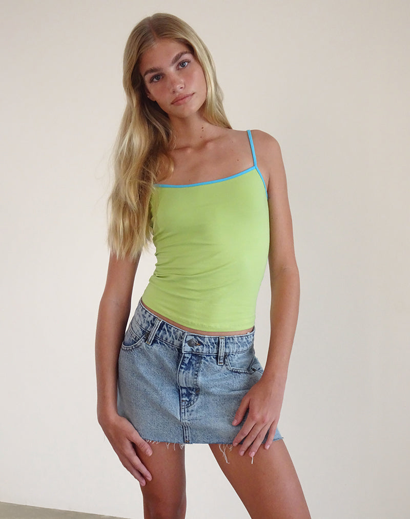 Image de Solani Top in Green Banana with Blue Binding