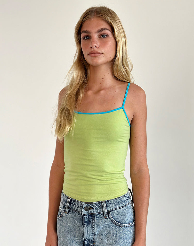 Image de Solani Top in Green Banana with Blue Binding