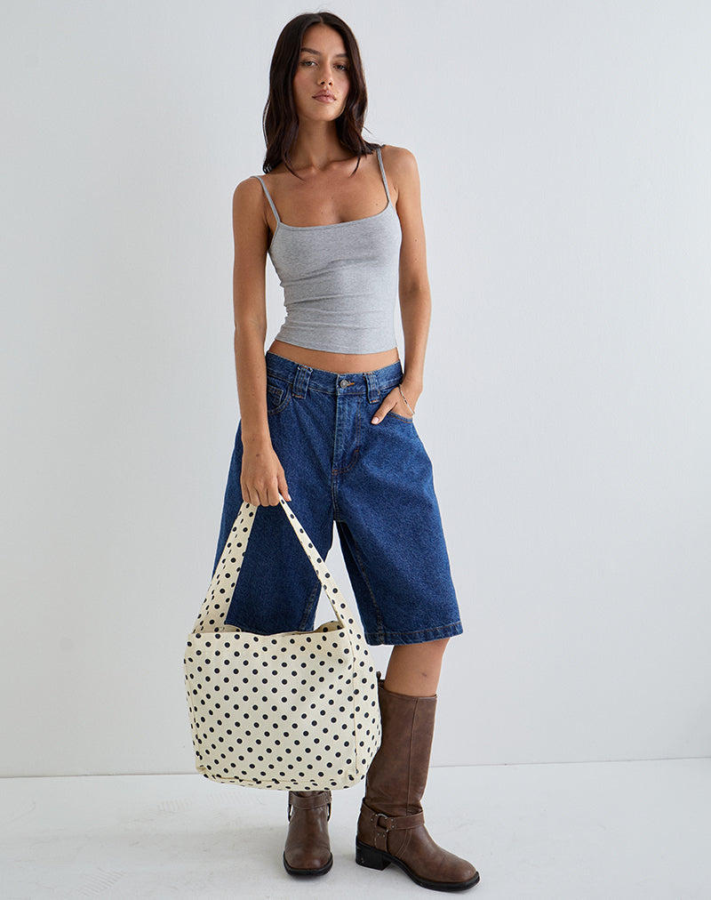 Sac en sergé à pois Sota en blanc et noir