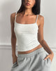 Image of Solay Cami Top in White with Black Micro Polka Print