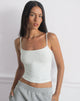 Image of Solay Cami Top in White with Black Micro Polka Print