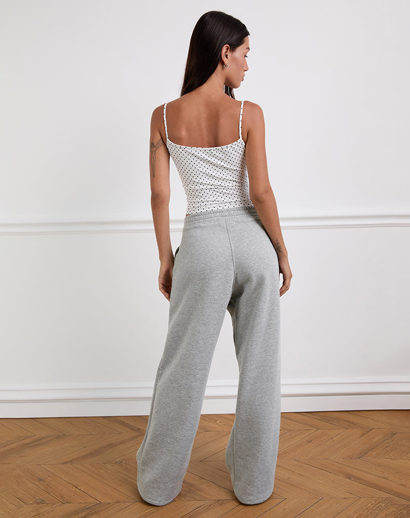 Image of Solay Cami Top in White with Black Micro Polka Print