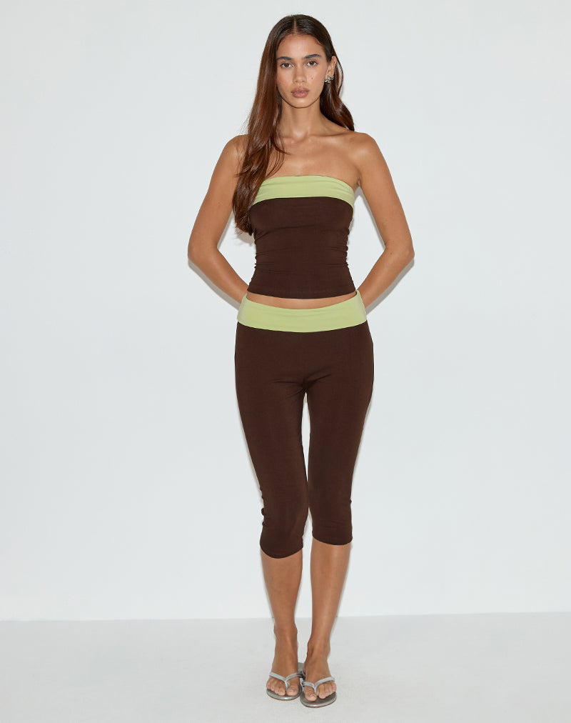 Image de Vivah Fold-over Capri en brun chocolat avec reliure pistache
