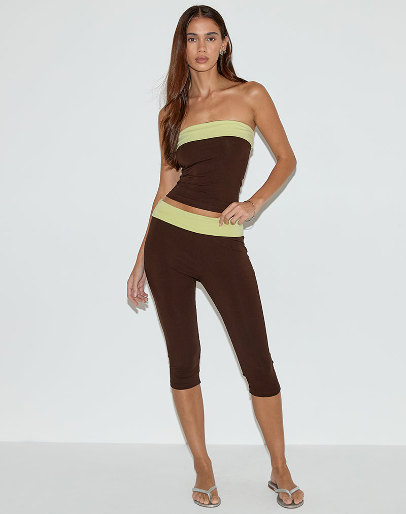 Image de Vivah Fold-over Capri en brun chocolat avec reliure pistache