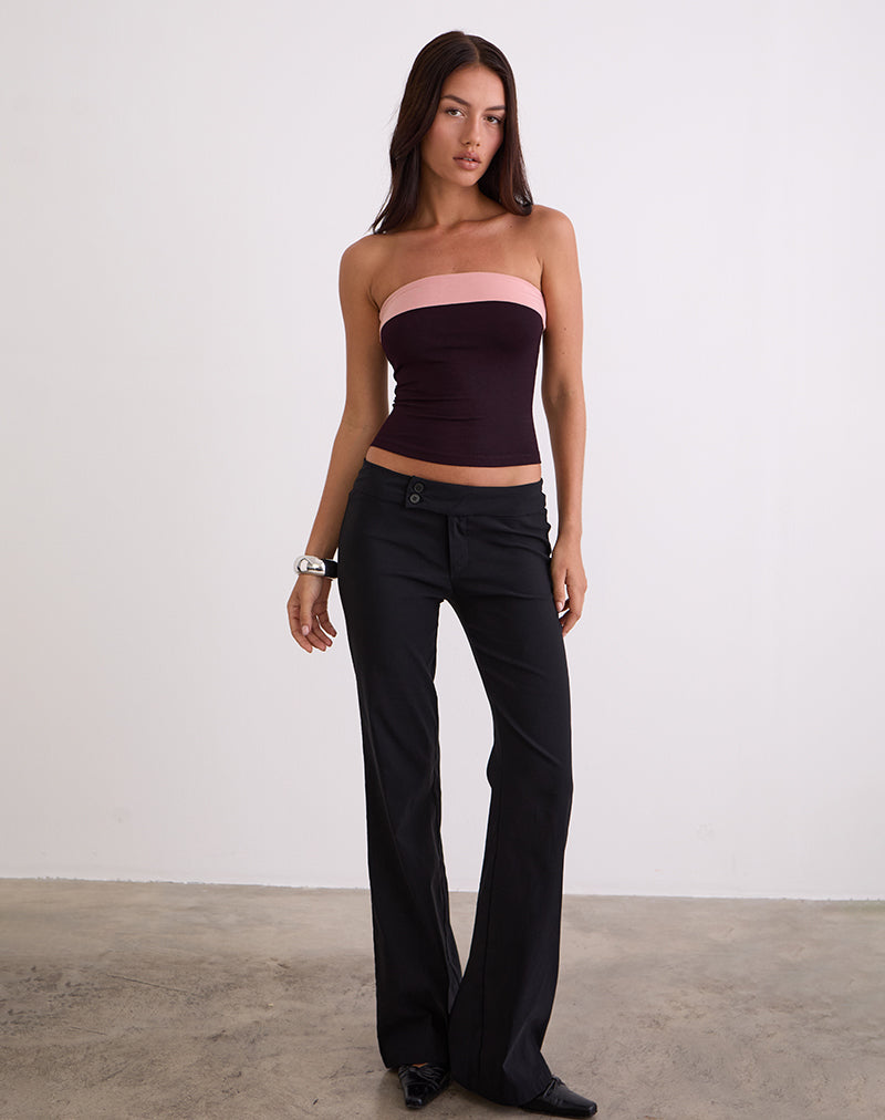 Image de Solna Bandeau Top en Redwood avec Pink Lady Binding