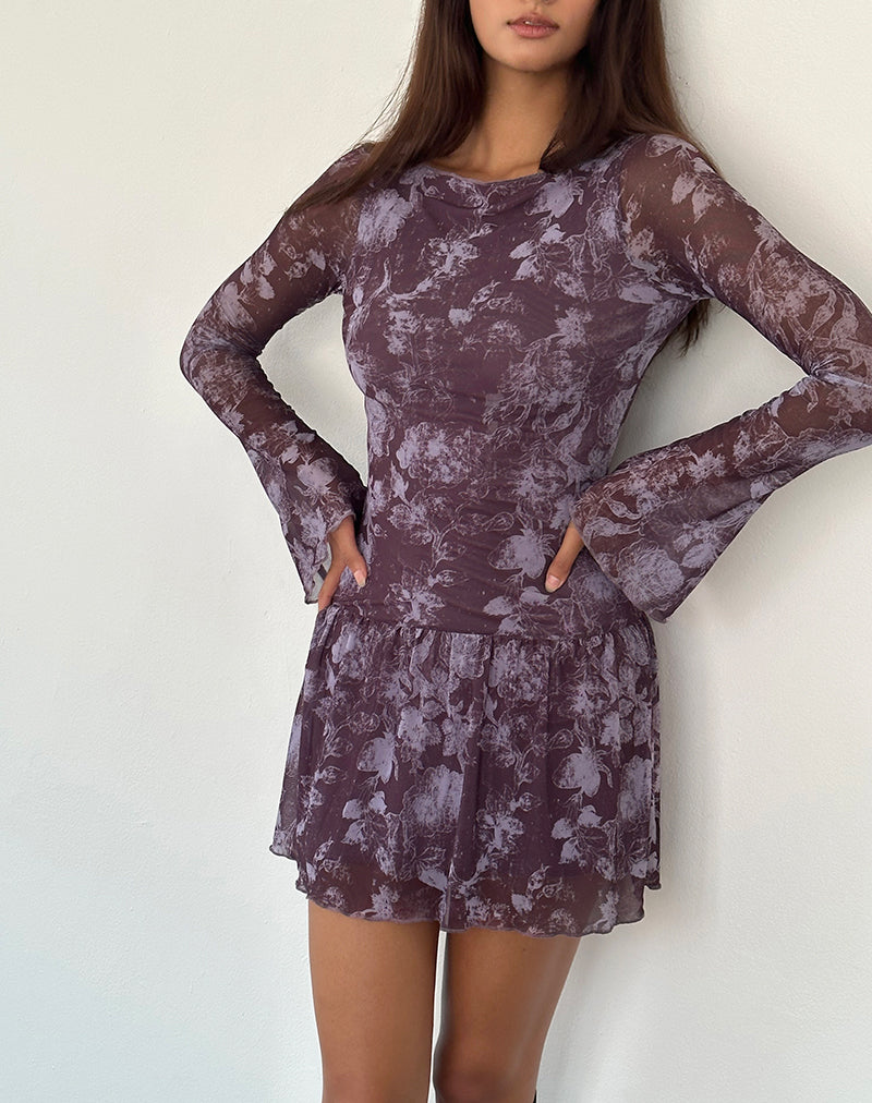 Mini robe Sonata, Botanic Sketch Purple