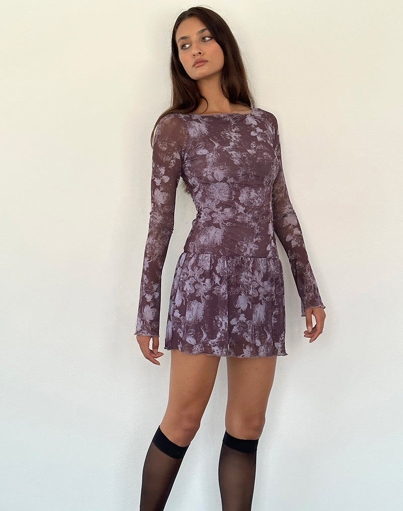 Mini robe Sonata, Botanic Sketch Purple
