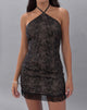 Image of Soren Mini Dress in Floral Chiffon Sequin Black