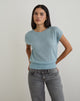 Image of Sorin Deep Waistband Top in Knit Blue