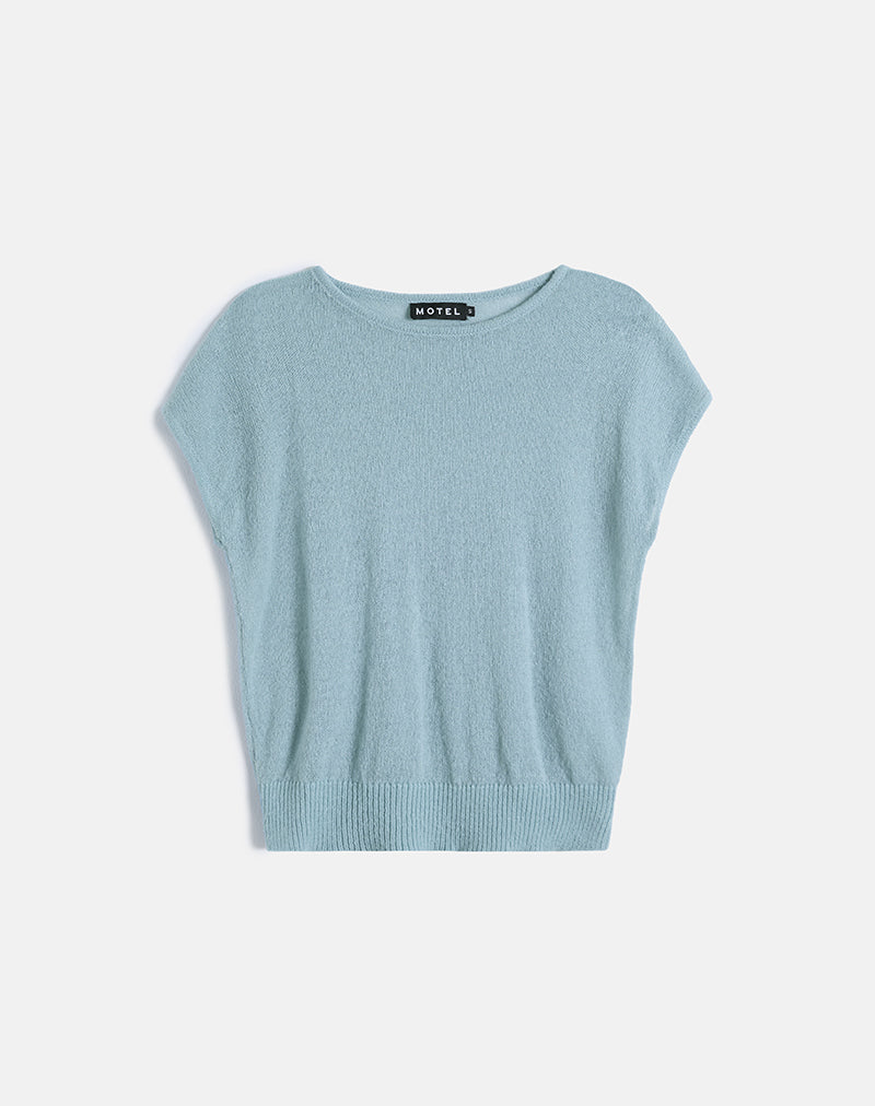 Image of Sorin Deep Waistband Top in Knit Blue