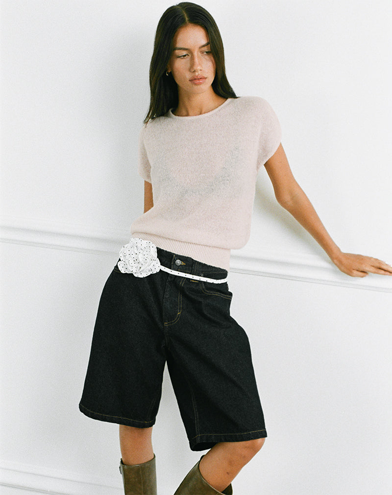 Sorin - Top à ceinture profonde en tricot écru