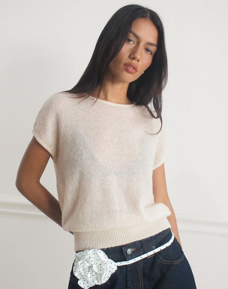 Sorin - Top à ceinture profonde en tricot écru