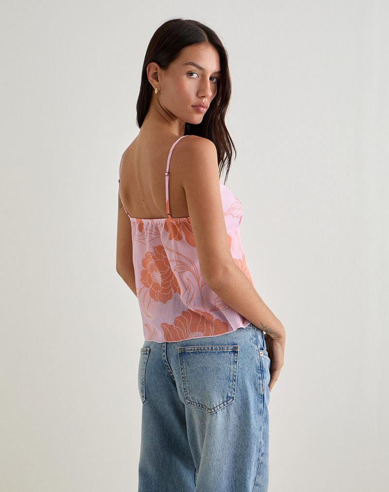 Image de Sorira Flare Top in Floral Pink and Orange