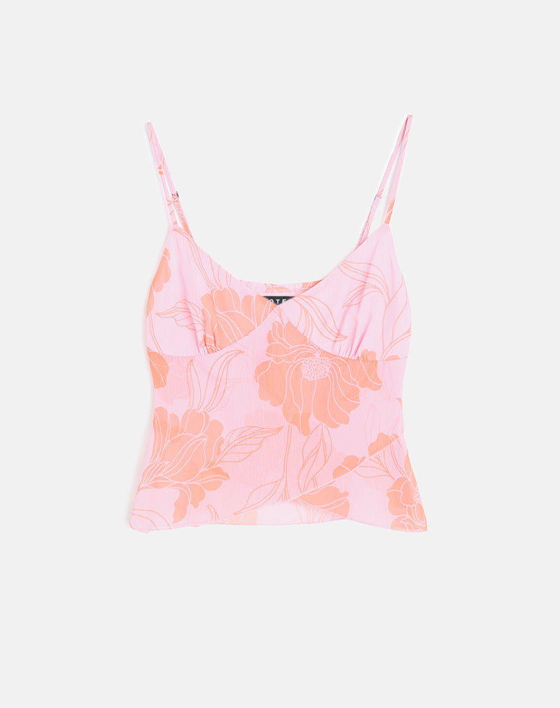 Image de Sorira Flare Top in Floral Pink and Orange