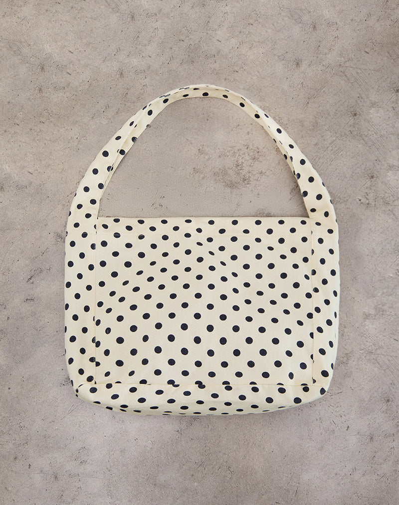 Sac en sergé à pois Sota en blanc et noir