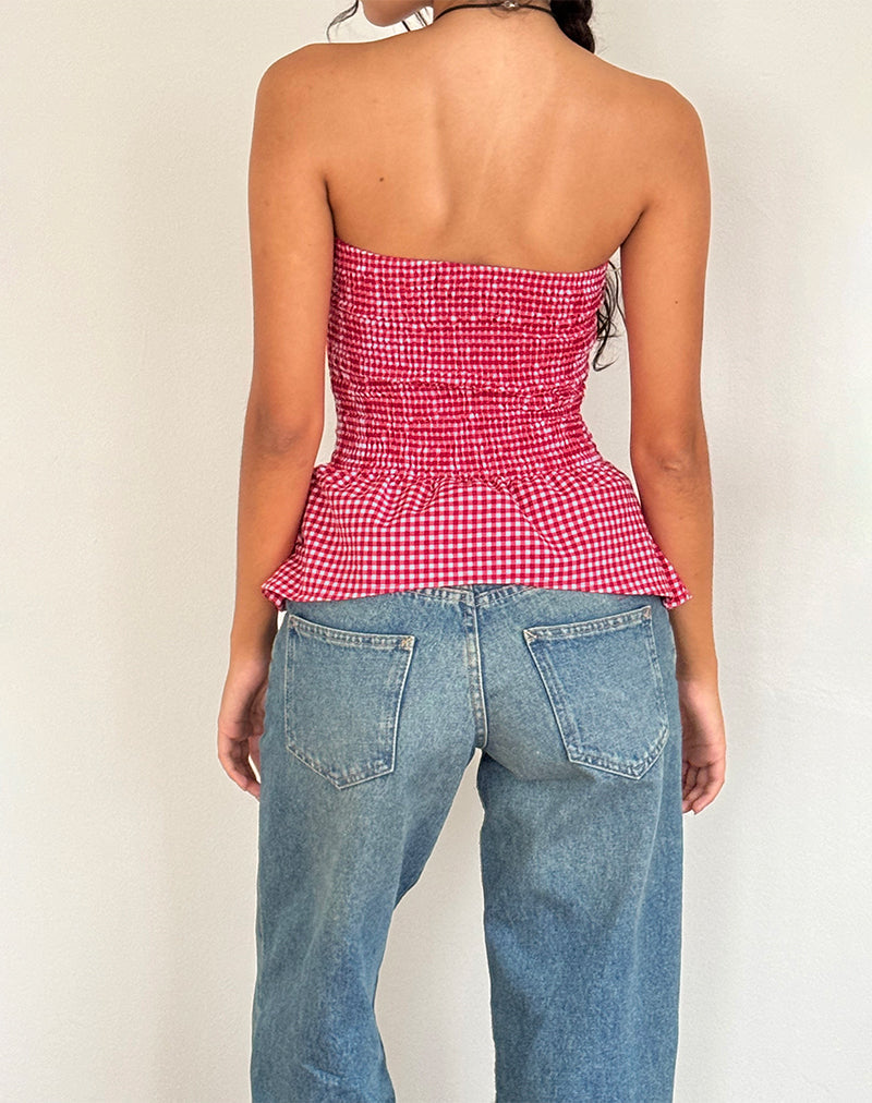 Image de Soter Top en vichy rouge