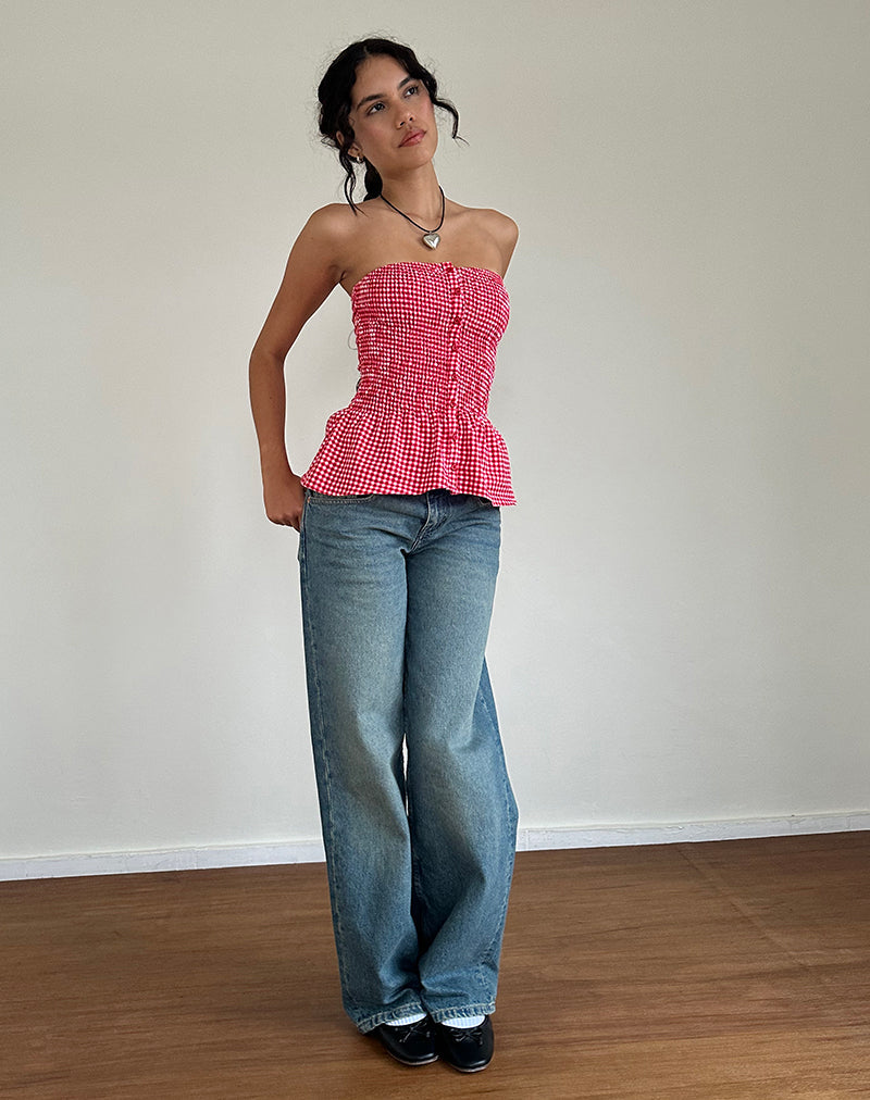 Image de Soter Top en vichy rouge