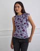 Image of Soyan Asymmetric Top in Lotus Flock Check Lavender