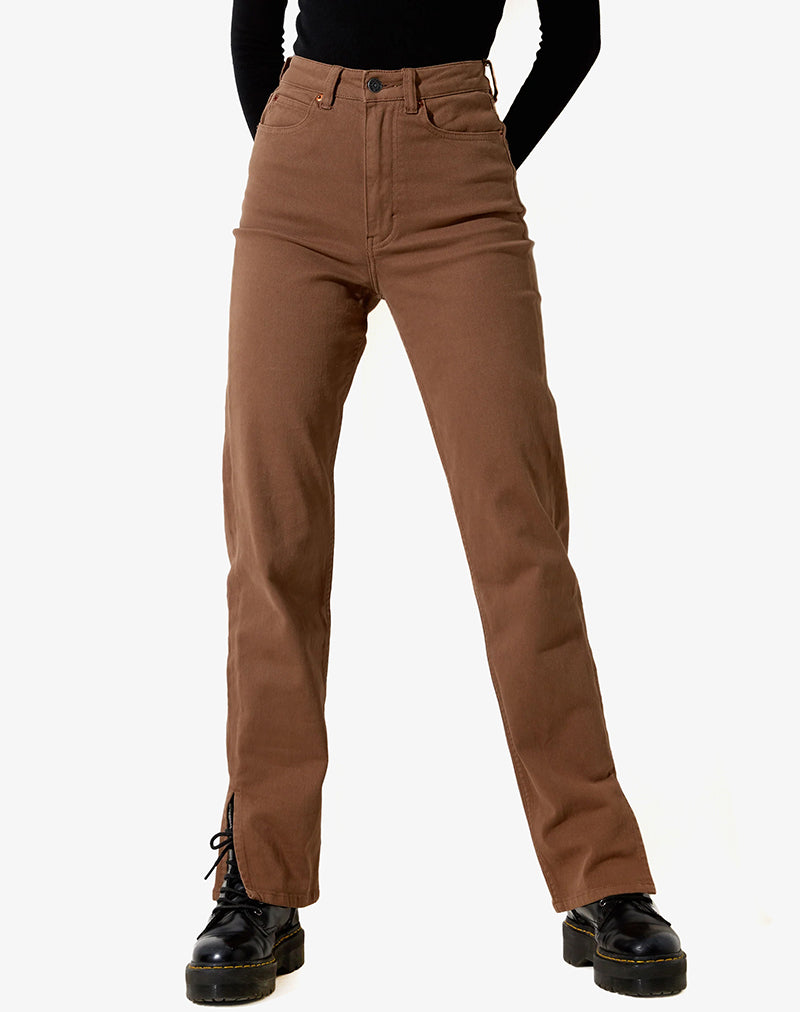 Jeans à jambe droite en brun riche