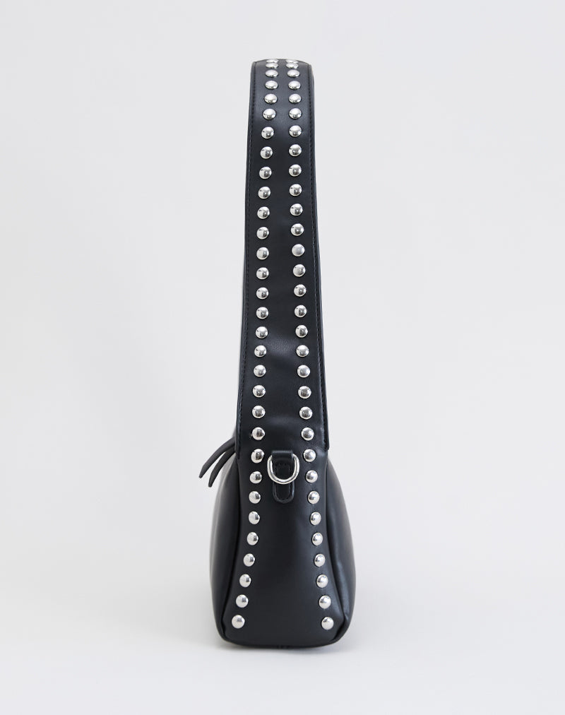 Image du sac à bandoulière clouté en noir