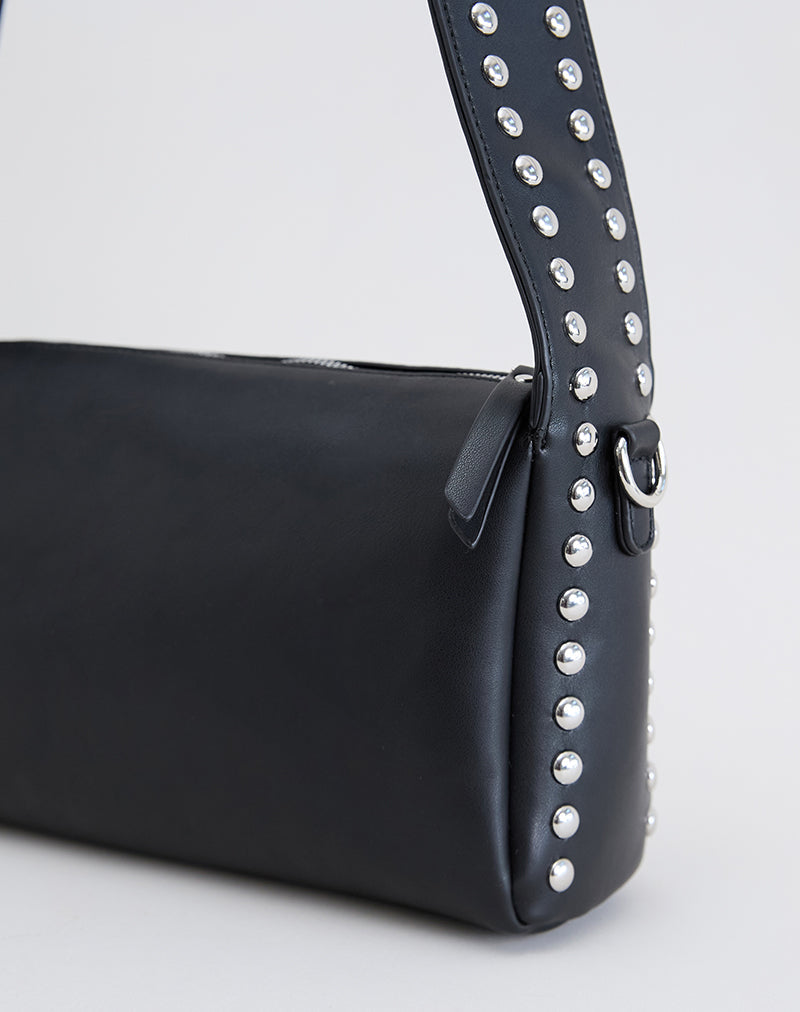Image du sac à bandoulière clouté en noir