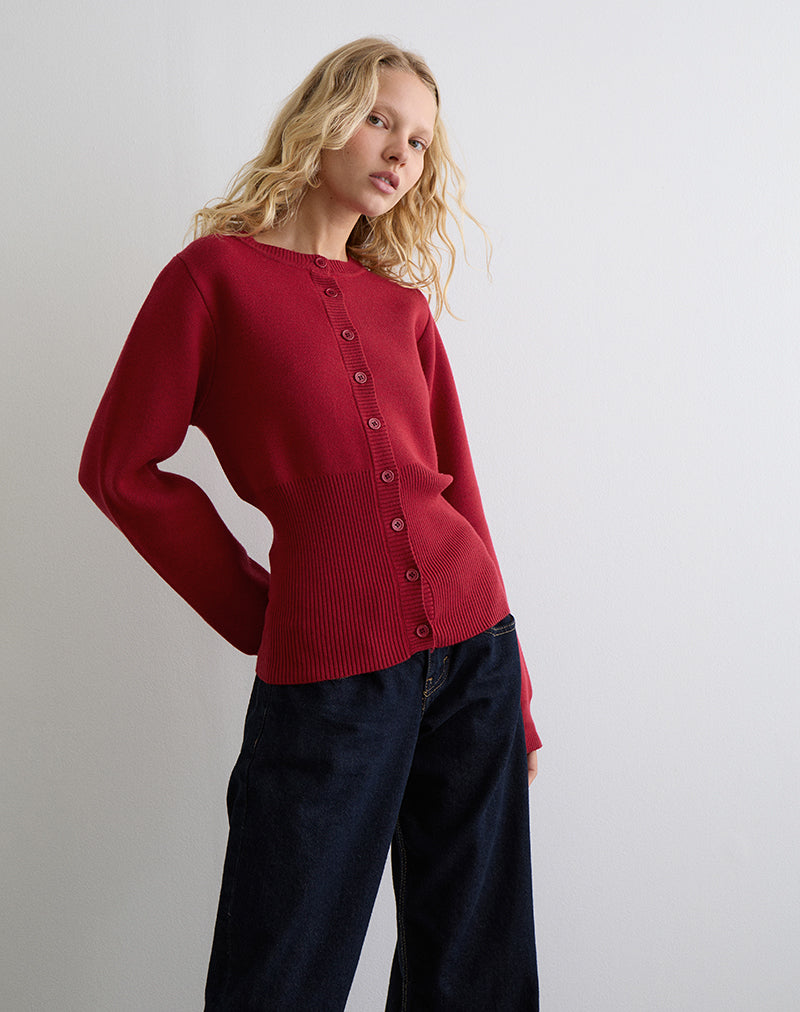 Image de Subra Cardigan à manches longues en rouge