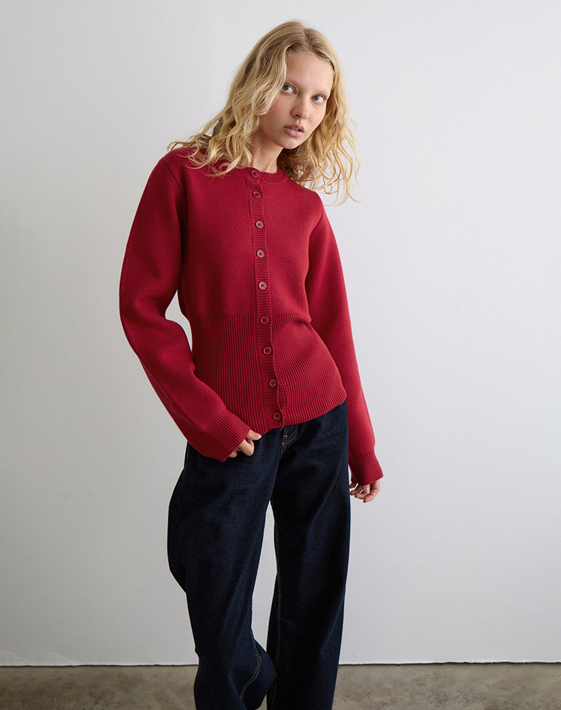 Cardigan à manches longues Subra en rouge