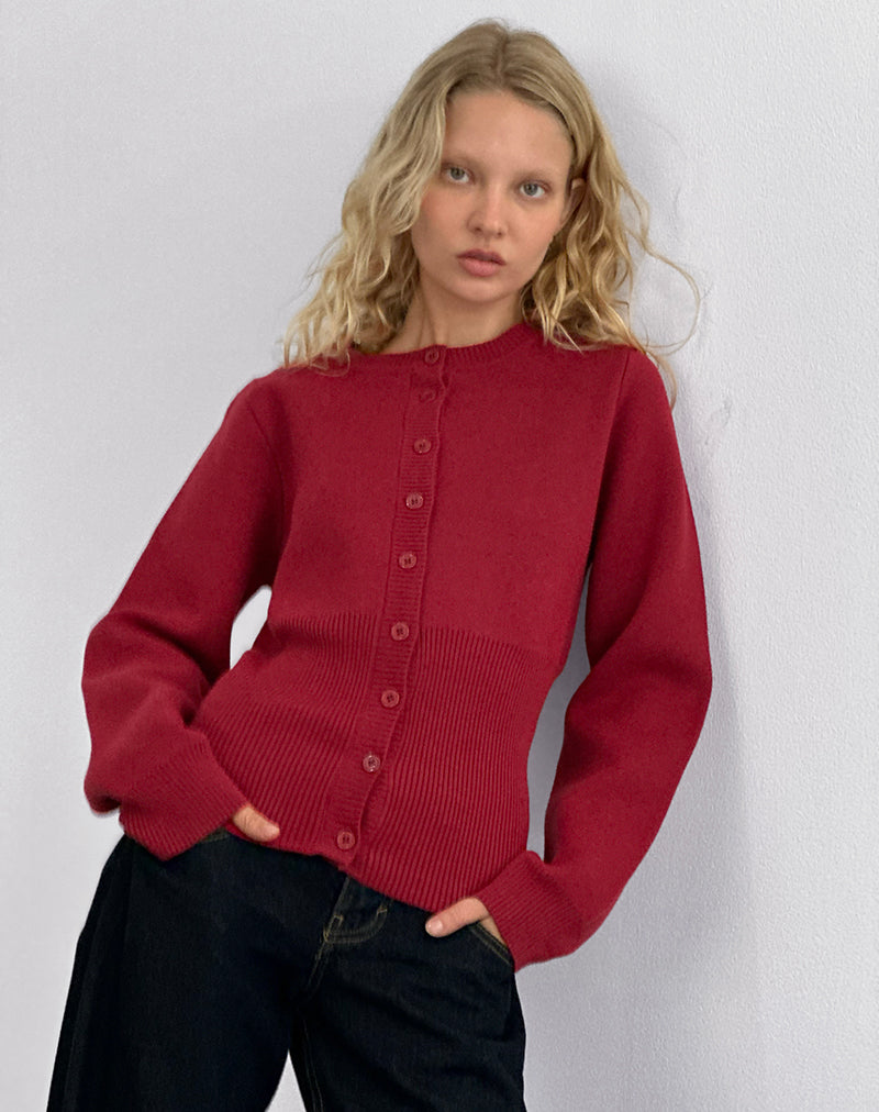 Cardigan à manches longues Subra en rouge