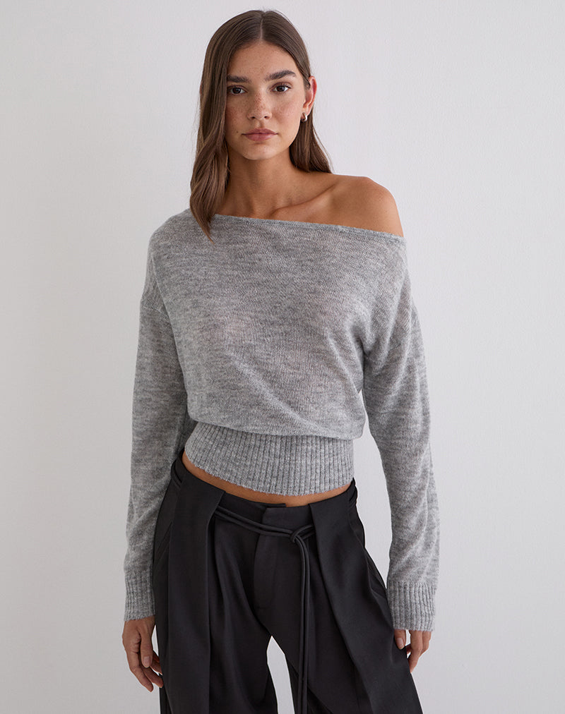 Image du pull asymétrique Suena en gris