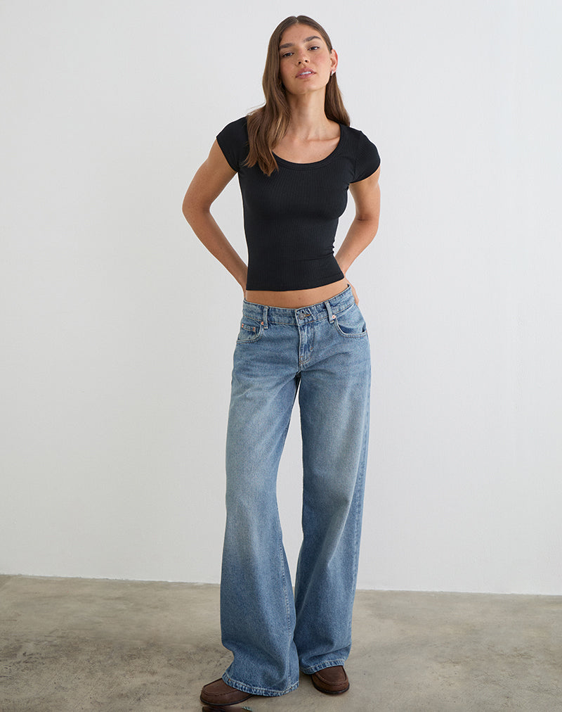 Image du tee-shirt Sumala en maille côtelée épaisse noire