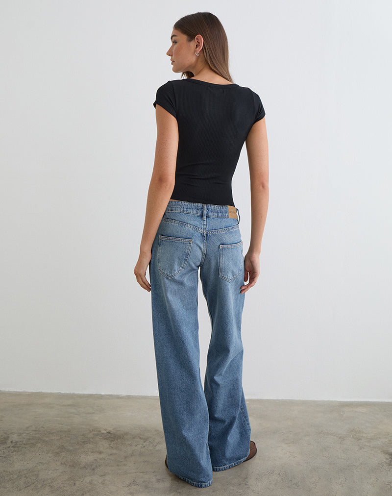 Image du tee-shirt Sumala en maille côtelée épaisse noire