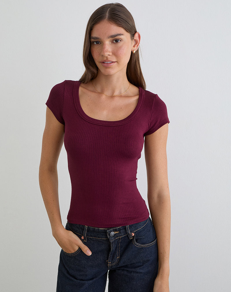 Image du tee-shirt Sumala en maille épaisse couleur vin