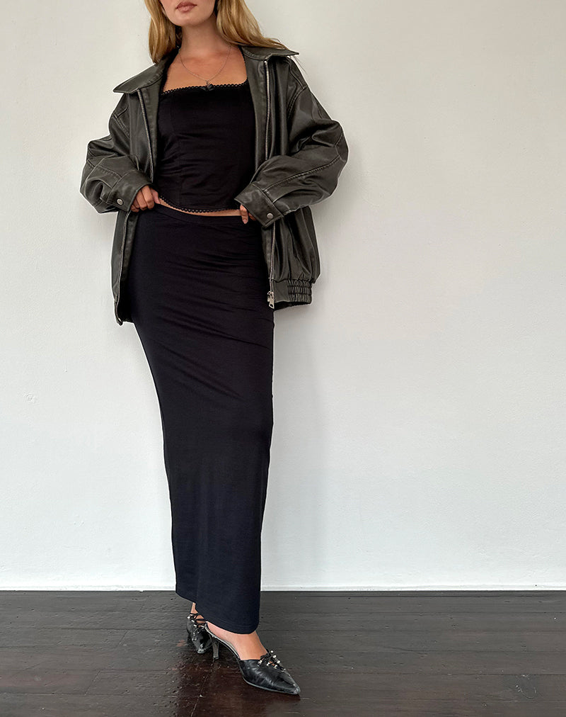 Jupe longue Sunadia V en lycra noir