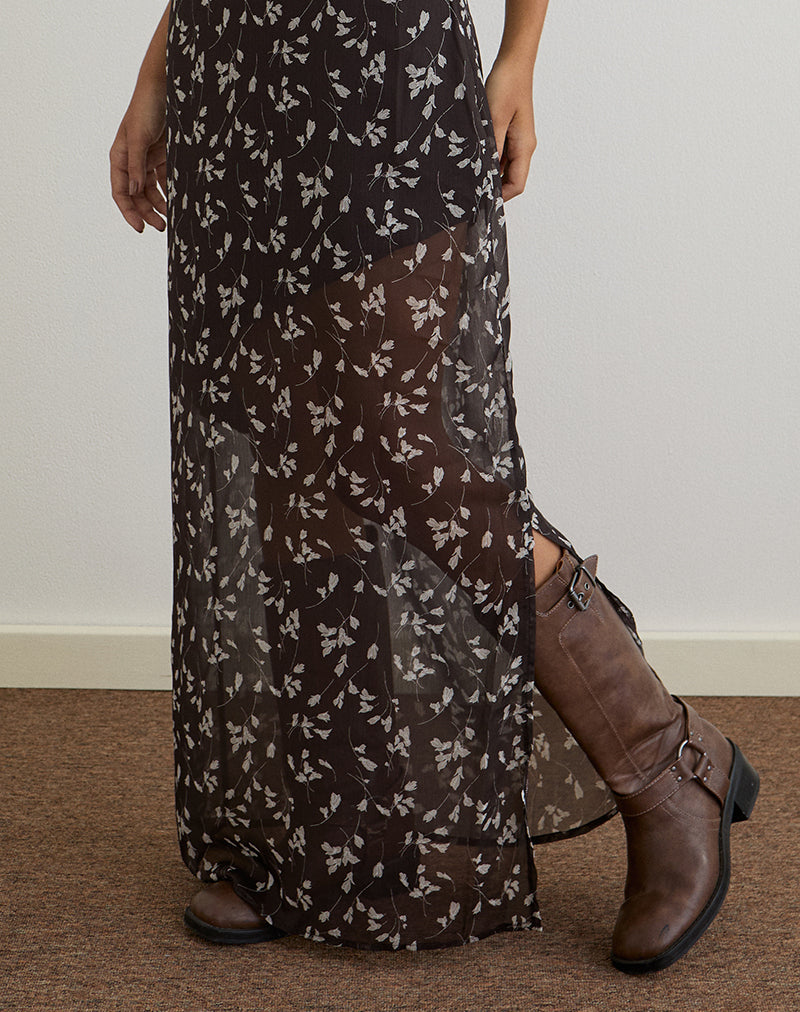 Image de Sunita Maxi Dress in Flower Chiffon Brown