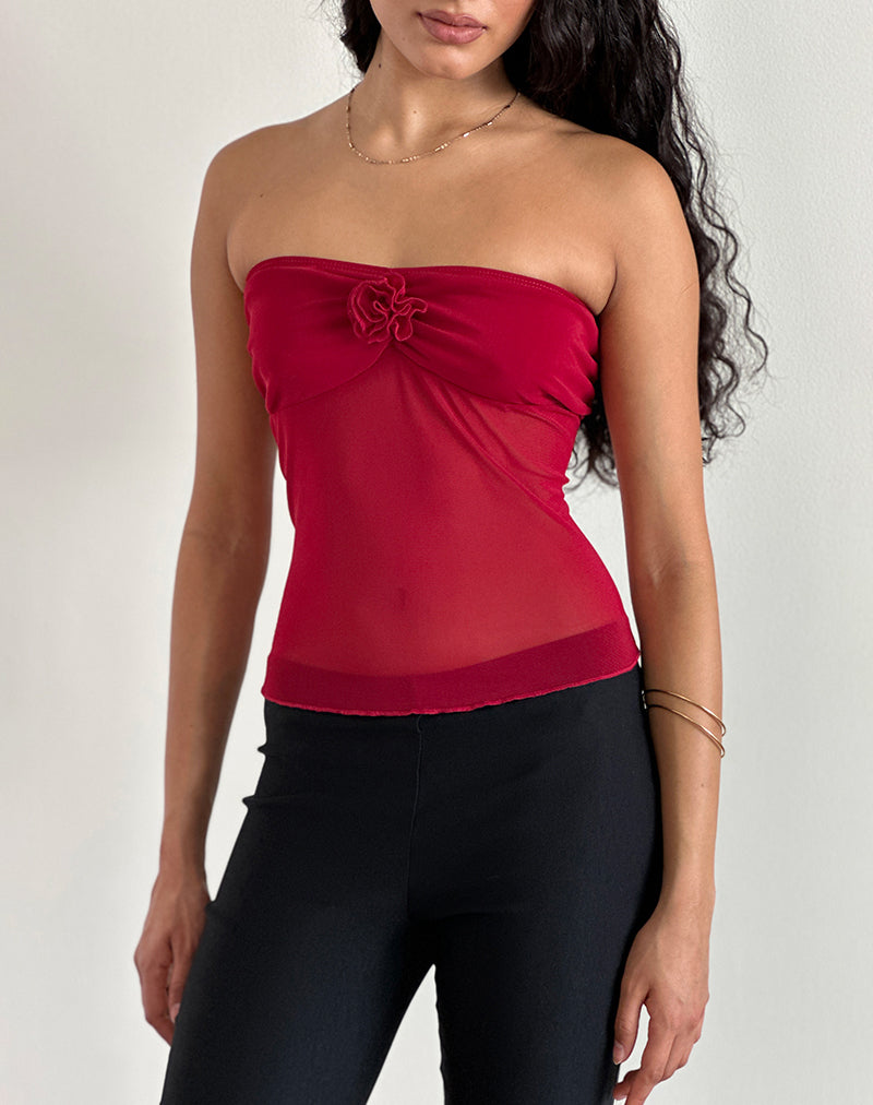 Image de Sunniva Bandeau Top in Cherry Mesh