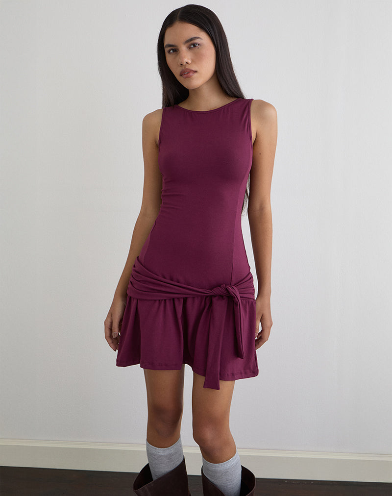 Image de la mini-robe Supriati en jersey de rayonne violet foncé
