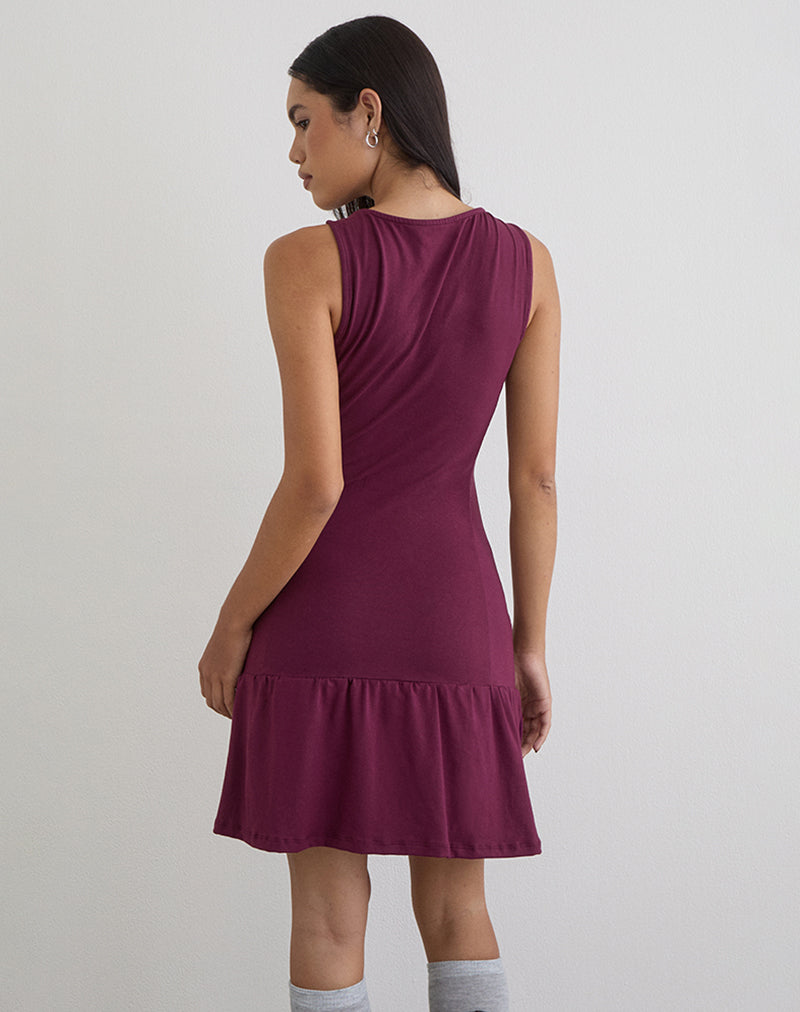 Image de la mini-robe Supriati en jersey de rayonne violet foncé