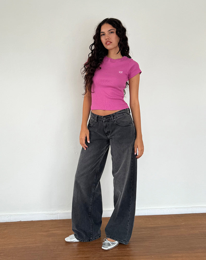 Image of Suti Tee in Cashmere Pink with Light Pink Bow Bow M Embroidery