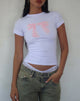 Image de Sutin Tee en blanc avec impression de nœud rose