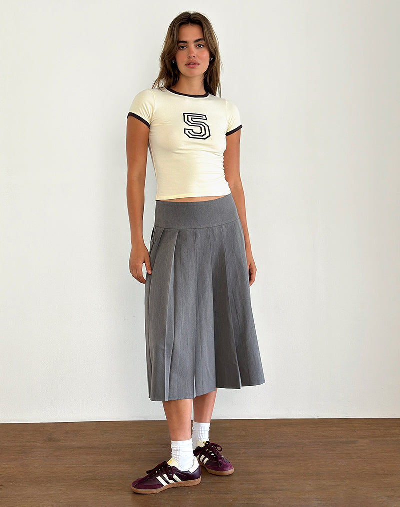 Image de Sutin Tee en Jaune Buttermilk avec 5 Emblem et Red Mahogany Binding