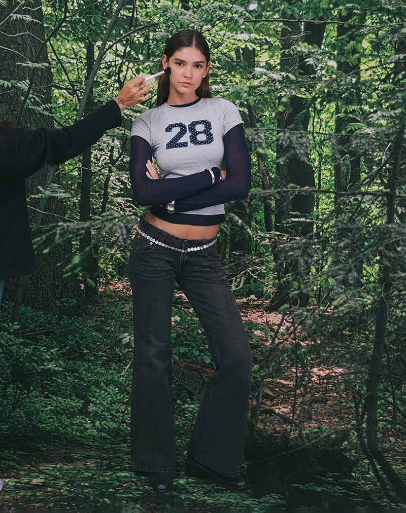 Image du tee-shirt Sutin gris chiné avec broderie à pois