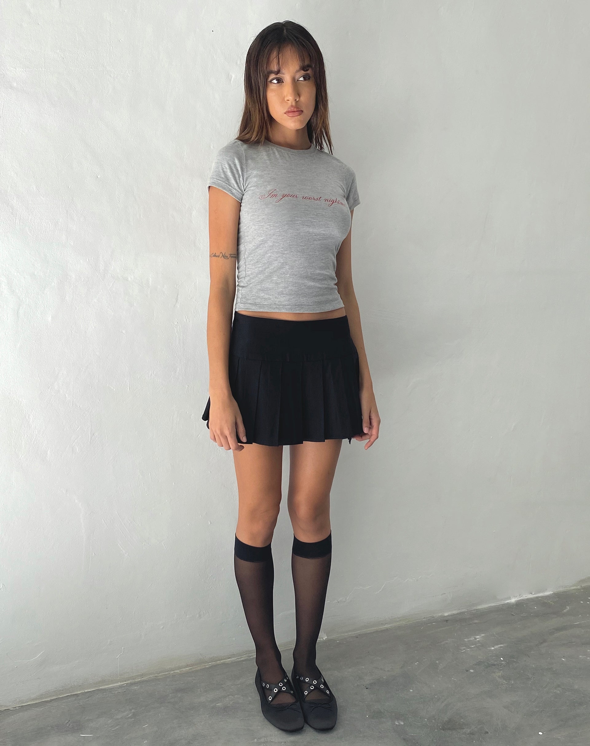 Image de Sutin Tee in Grey Marl with Worst Nightmare Graphic