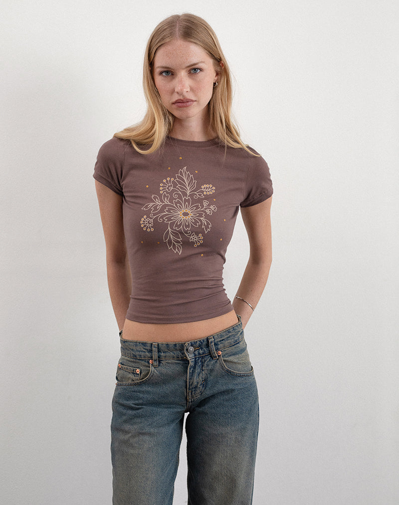 Image de Sutin Tee in Nutmeg Floral Sequin