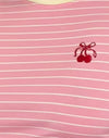  Broderie rose rayée Combi Cherry