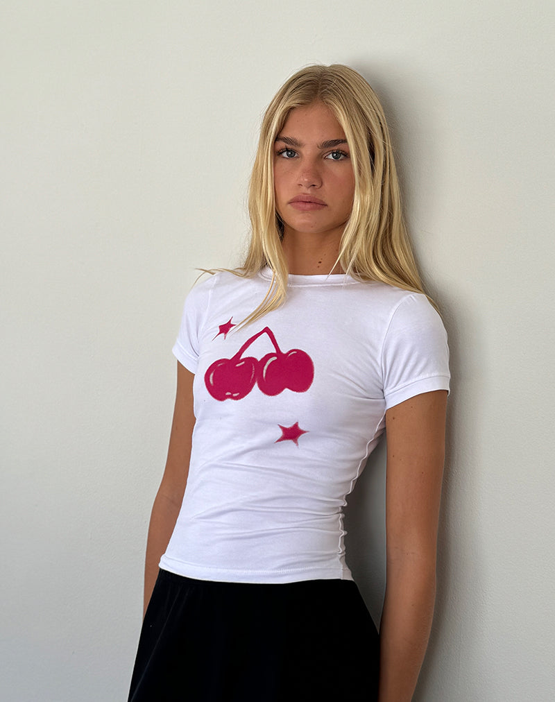Tee-shirt Sutin Baby, imprimé cerise blanche