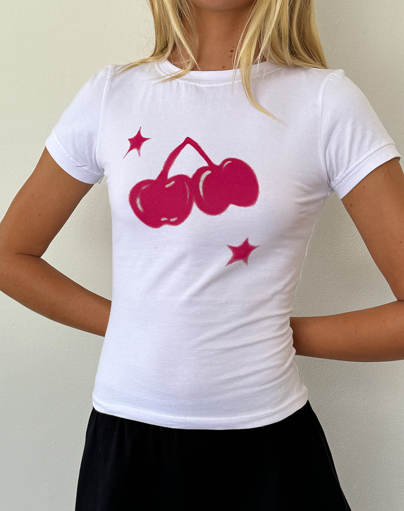 Tee-shirt Sutin Baby, imprimé cerise blanche