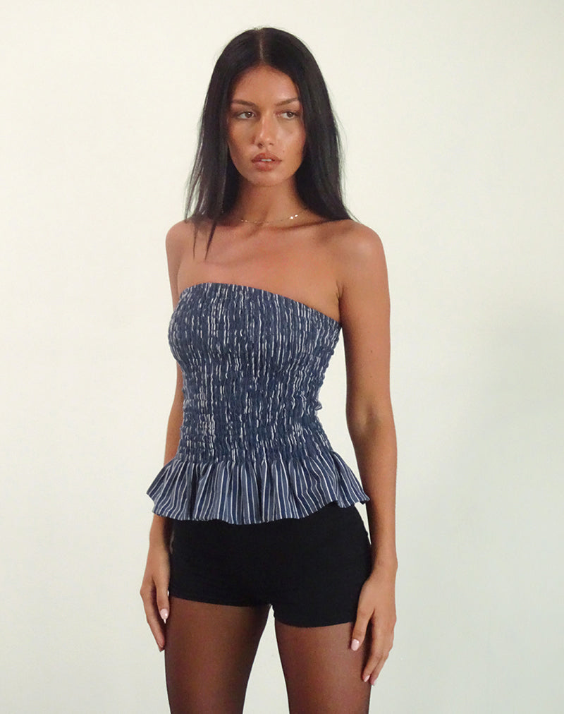 Top bandeau Sutisna à rayures indigo Bleu foncé